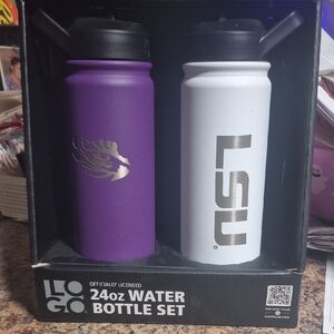 LSU 24oz Water Bottle Set - Purple and White